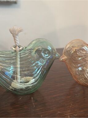 Decorative Glass Bird Oil Lamp - Seafoam Green